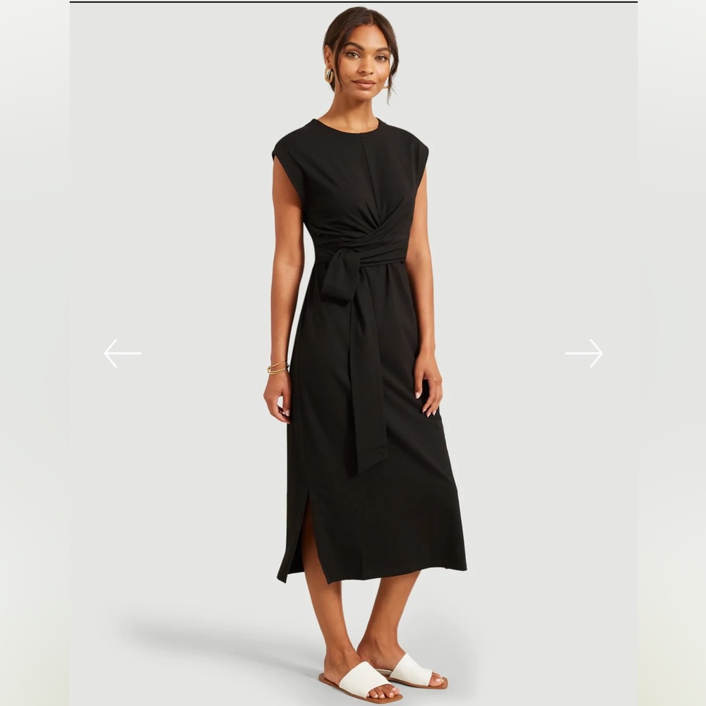 MODERN CITIZEN • NWOT Fei Organic Cotton Tie-Front Midi Dress Medium